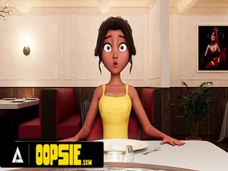 OOPSIE - Waitress Gets Mouth And Ass Filled With Cum During Service! 3D CARTOON PORN!